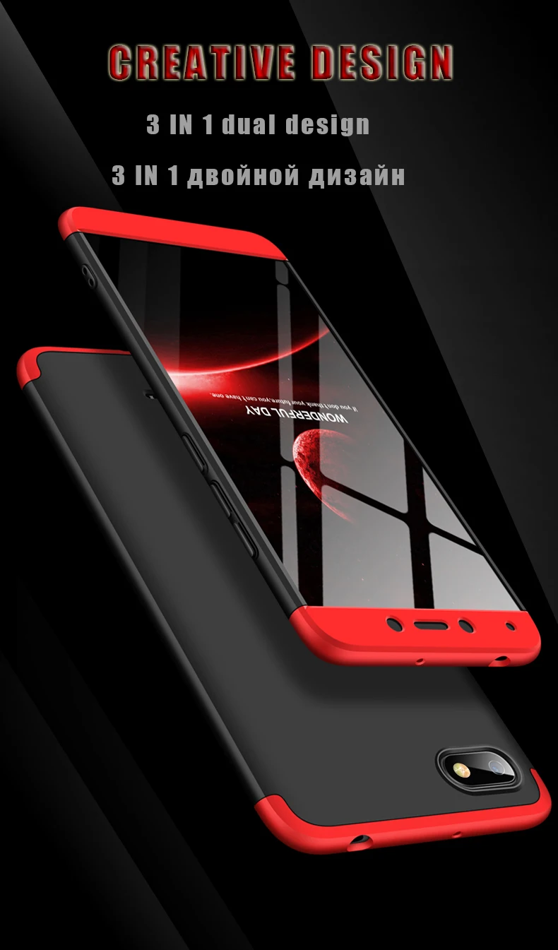 GKK 3 в 1 чехол для xiaomi redmi 6A 7A чехол 360 полная защита Тонкий Двойной Броня противоударный жесткий матовый чехол для Redmi 6A чехол Fundas