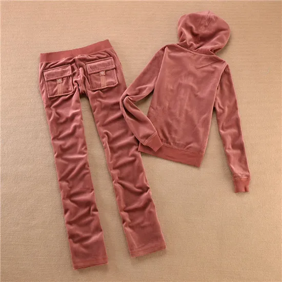 Color 1 Женский бархатный костюм из двух частей, повседневный спортивный костюм, толстовки с длинным рукавом, топы и штаны, спортивный костюм для S-XXL - Цвет: Color 1
