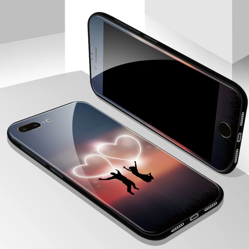 Чехол для телефона iPhone 8X7 6 6 S Plus Передняя пластина из закаленного стекла и роскошная задняя крышка из закаленного стекла Гибридный противоударный
