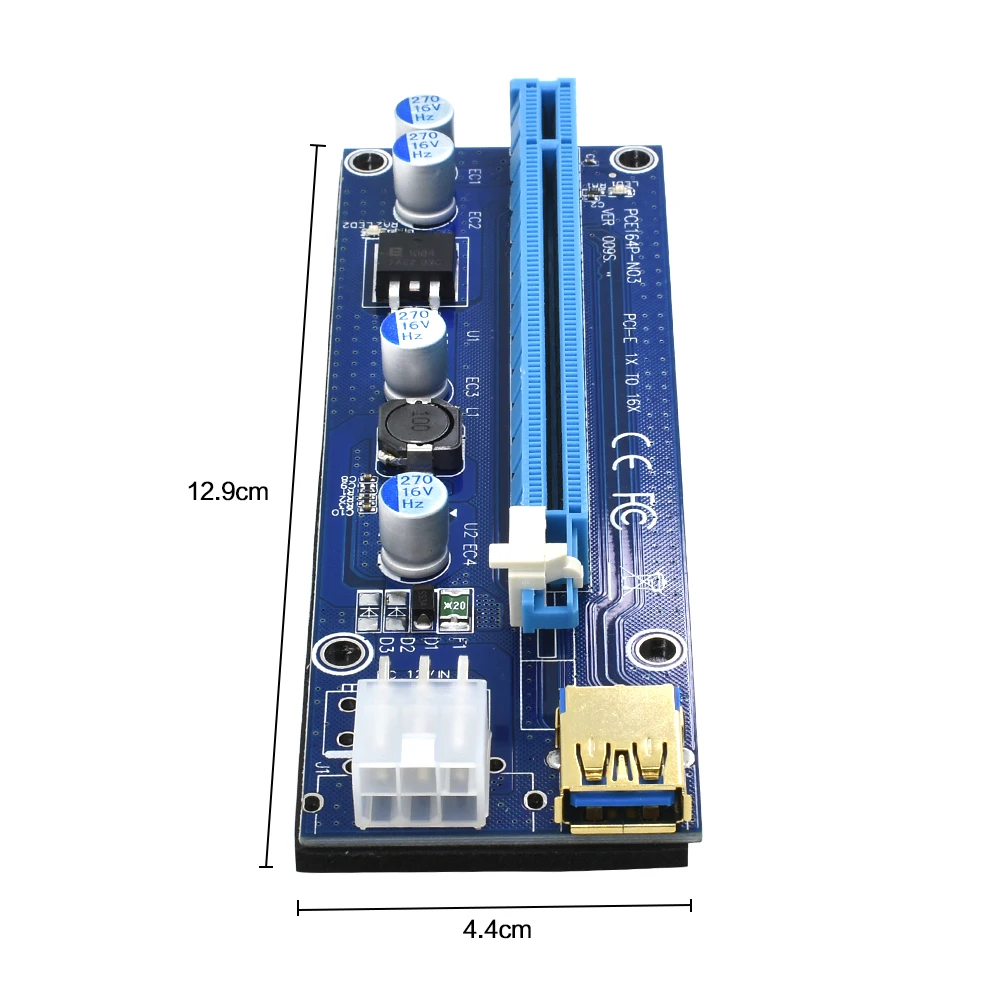Райзер-карта TISHRIC 10 шт. Golden VER009S PCI Express PCIE PCI-E 009s Molex 6Pin для SATA 1X 16X USB 3 0 адаптер