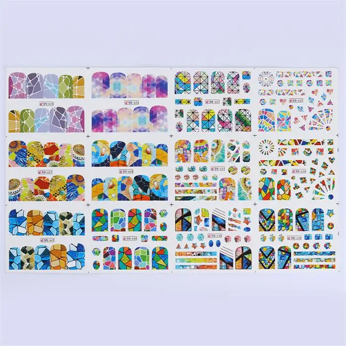 Pattern 12 12 узоров/лист для дизайна ногтей водная наклейка цветок Хэллоуин паук череп Тыква геометрический маникюр ногтей переводная наклейка - Цвет: Pattern 12