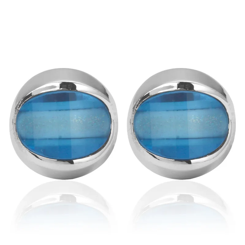 KC популярные модные брендовые высококачественные Серебристые Синие запонки с