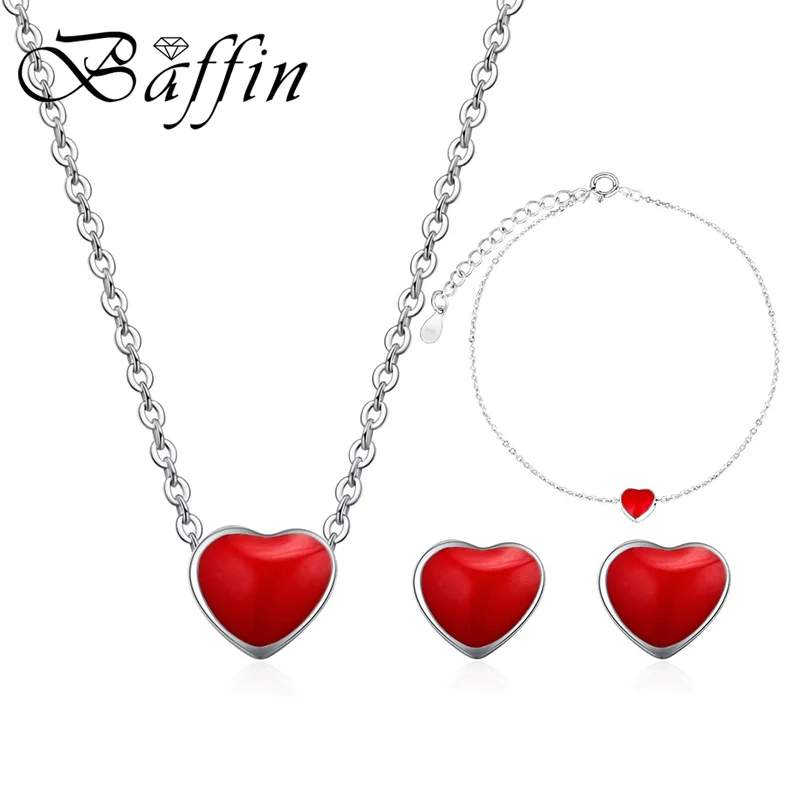 Горячая романтическая красная Сердце Свадебный комплект ювелирных изделий