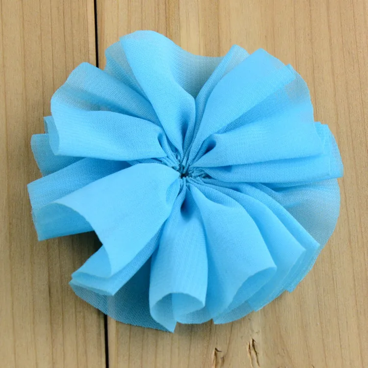 

120pcs/lot 6cm 20colors Artificial Chiffon Flowers + Rhinestone Button For Girl Hair Accessories Fabric Flowers For Headbands