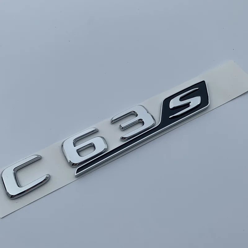 chrome C63S Длинные буквы R S Эмблема для Mercedes Benz AMG GTR C63S E63S GLC63S GLE63S Эмблема для стайлинга автомобилей Наклейка на багажник черный красный серебристый - Цвет: chrome C63S