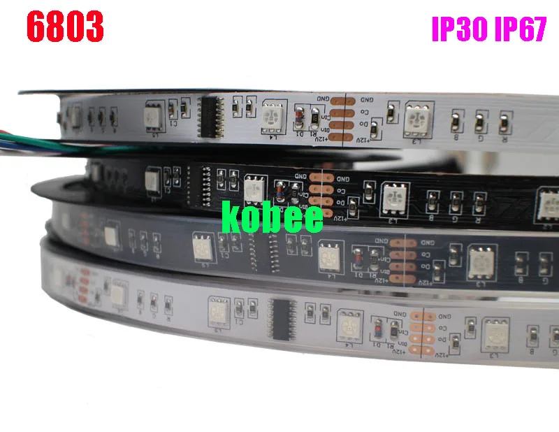 5 м 12В IP30/IP67 водонепроницаемая трубка 6803 IC Magic Dream Color Светодиодные гибкие RGB полосы