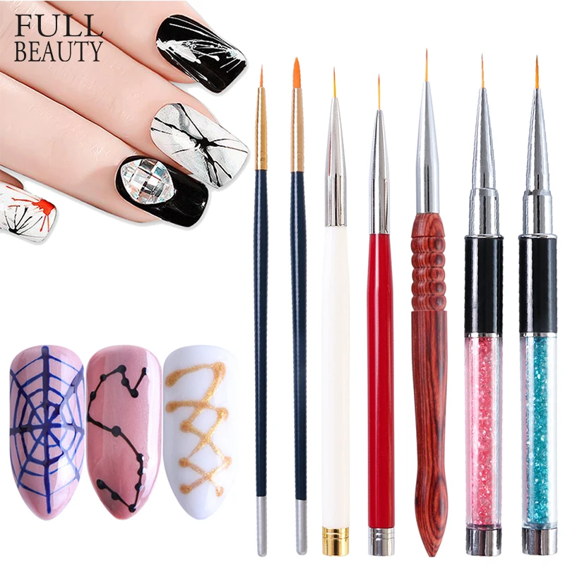 Полная красота 3 шт. Кисть для ногтей дизайна УФ гель живопись стая с бусинами