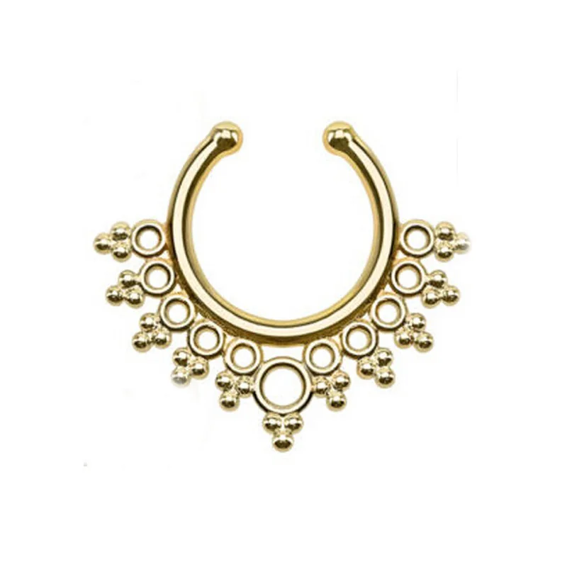 style 3 gold Кристалл обруч Поддельные Нос кольцо для женщин ювелирные изделия розовое золото серебро нос Имитация пирсинга пирсинг, Септум Вешалка ювелирные изделия нос шпильки - Окраска металла: style 3 gold