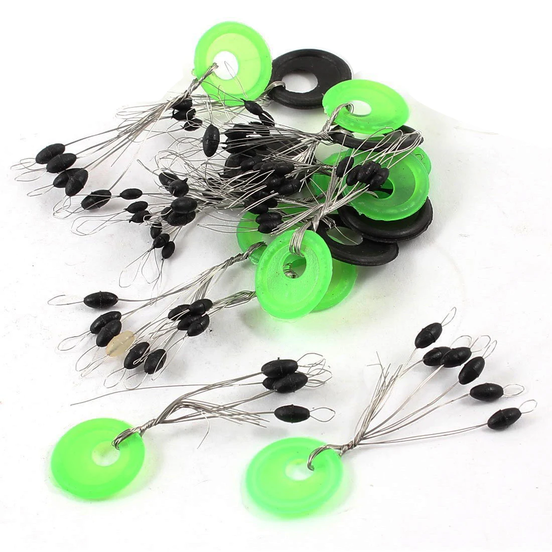 SEWS-15pcs Green+Black Ring 6 in 1 Oval Rubber Float Stop Fishing Stopper | Спорт и развлечения