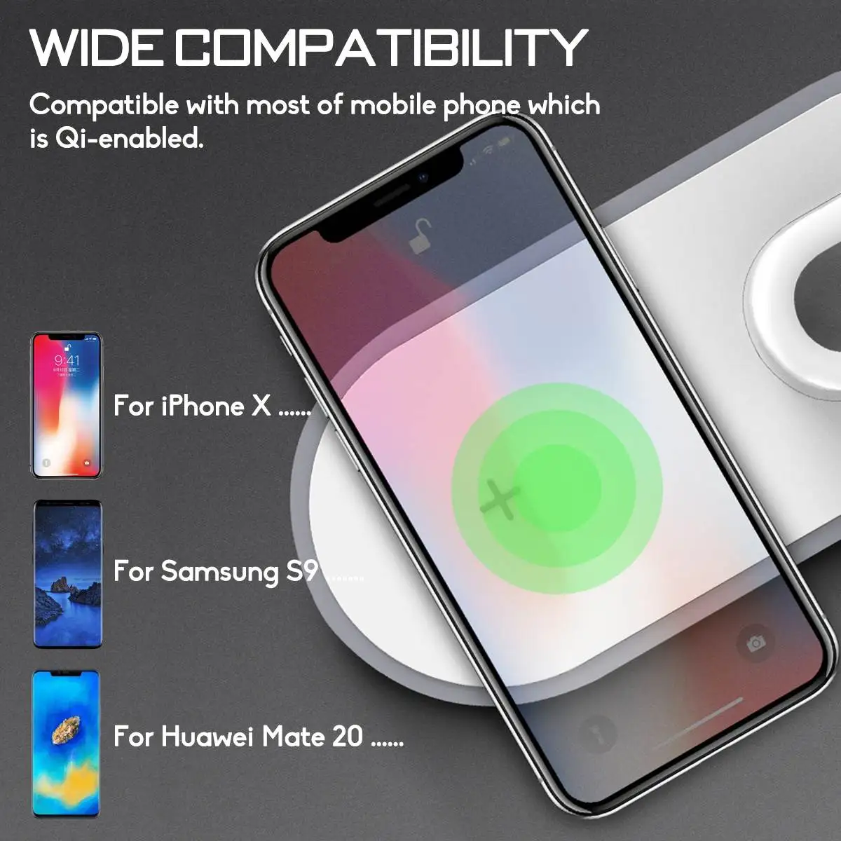 10 Вт 3 в 1 Qi Беспроводное зарядное устройство для IPhone XR XS Max для Apple Watch 2 3 4 для AirPods Быстрая зарядка для samsung S8 S10e S9 Plus