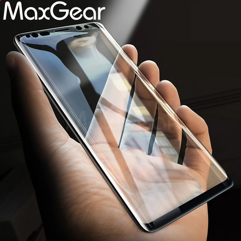 Изогнутое закаленное стекло 5D MaxGear с полным покрытием для Samsung Galaxy S8 S9 Plus Защитная