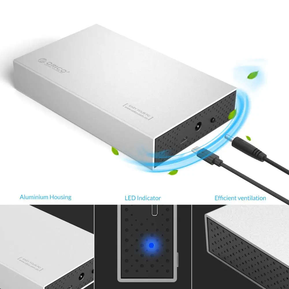 Алюминиевый корпус для жесткого диска ORICO 3 5 дюйма Type-C поддержка USB3.1 Gen1-SATA3.0