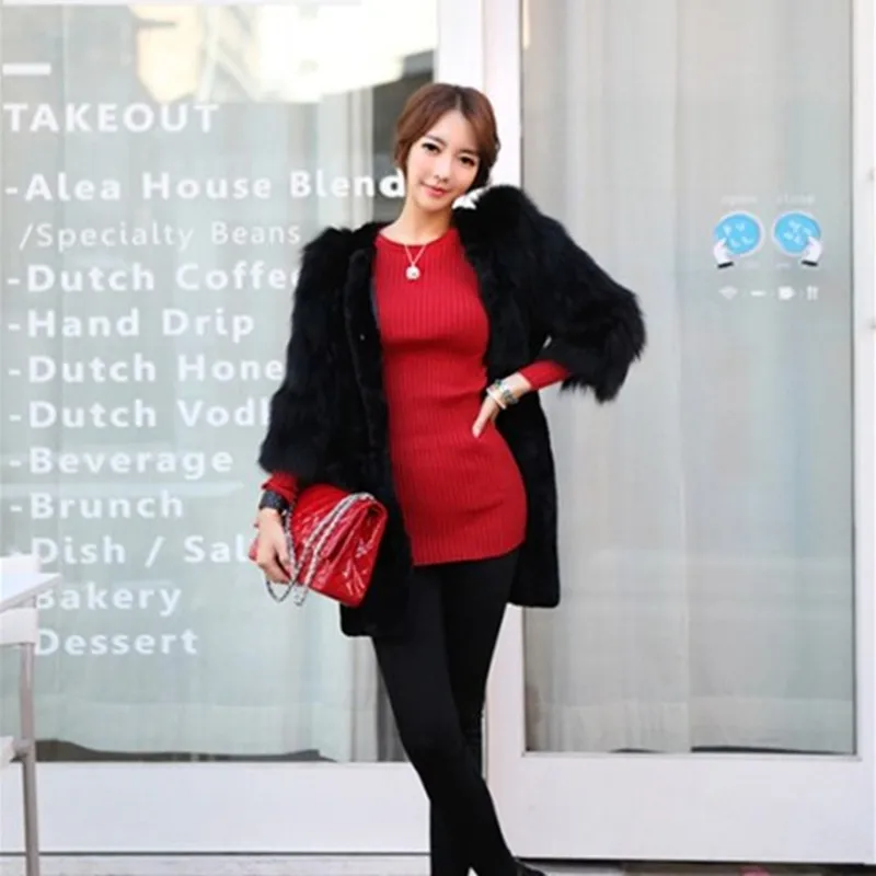 Женская короткая куртка из натурального меха лисы Короткая Толстая теплая