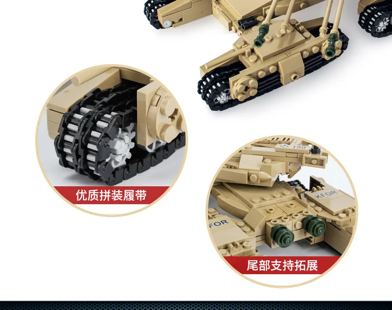 KaZi строительные блоки модель военный Мамонт M1A2 T90 Танк DIY транспортное средство 33 метод сборки совместимые блоки для детей игрушки