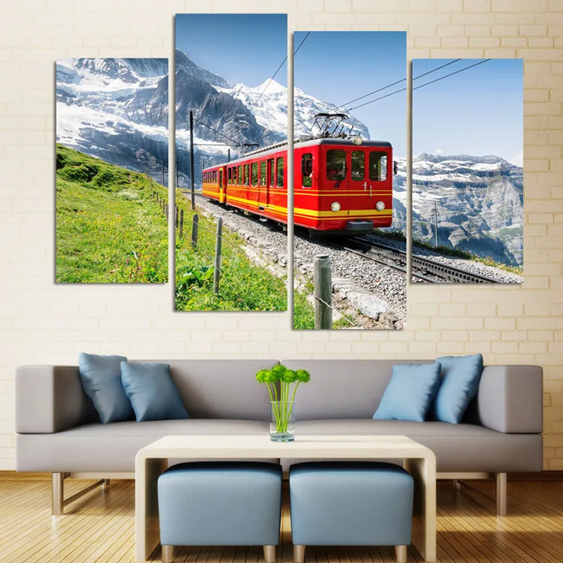 4 Piece Modern Canvas Painting Iceberg Under The Train Wall Art Home Decor Picture Paint on For Living Room Unframed | Дом и сад