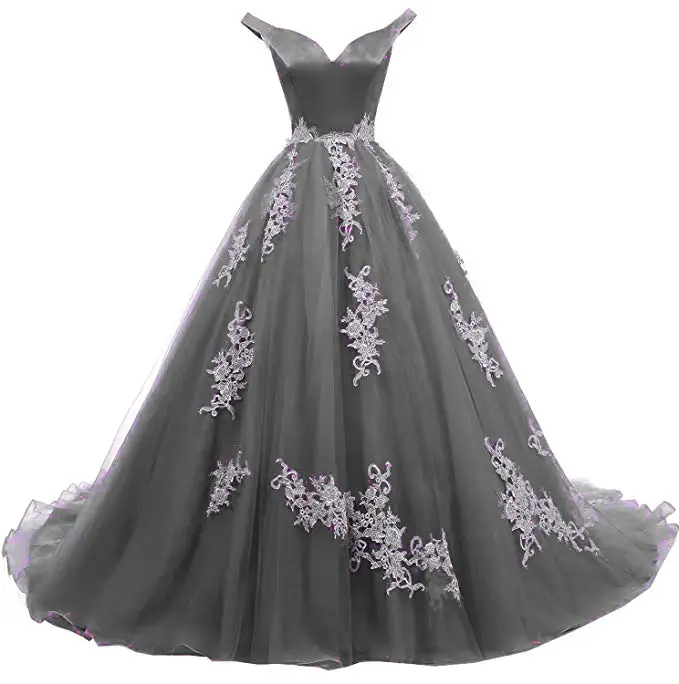 Grey Платья Angelsbridep с короткими рукавами, бальные платья с v-образным вырезом и аппликацией,, Vestidos De 15 Anos, милые бальные платья 16 - Цвет: Grey