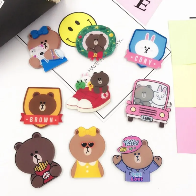 1 шт. Kawaii Забавный коричневый значок медведь с рисунками популярных аниме
