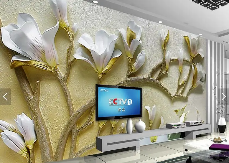 3D обои на заказ рельефные цветочные фрески магнолии для гостиной спальни фона