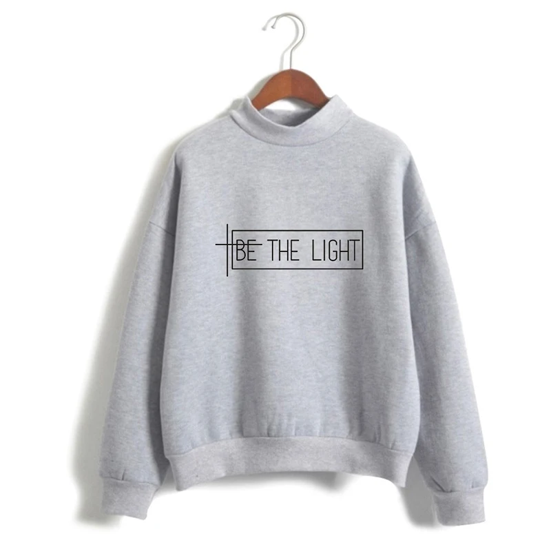 LUCKYFRIDAYF модные толстовки с высоким воротником и принтом Be The Light мужские женские