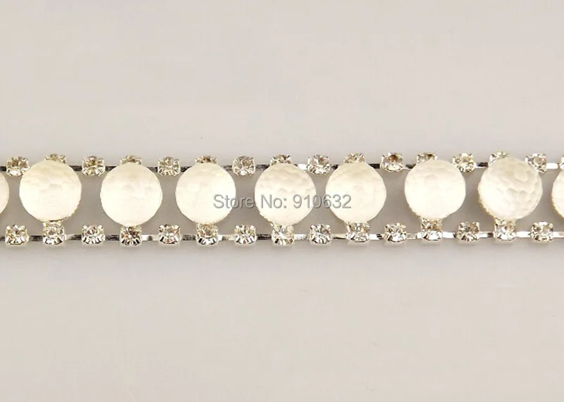 1 ярд прозрачный белый круглый жемчуг с кристаллами класса А отделка лентами