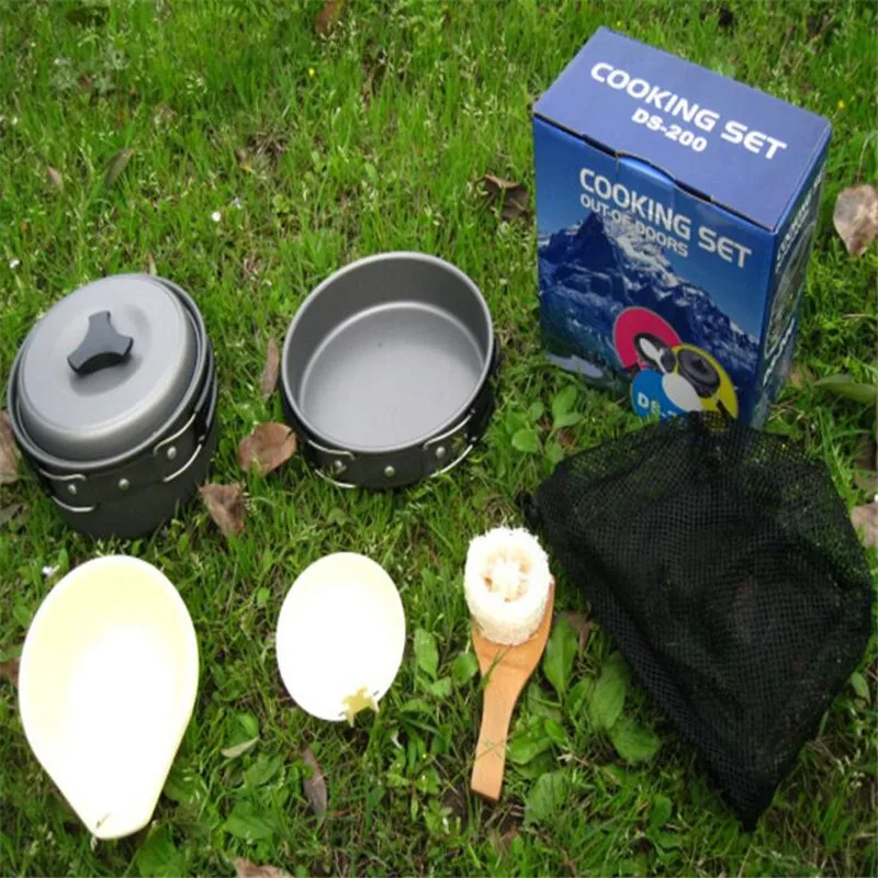 Комплект посуды для кемпинга чаша ложка горшок из алюминиевого сплава