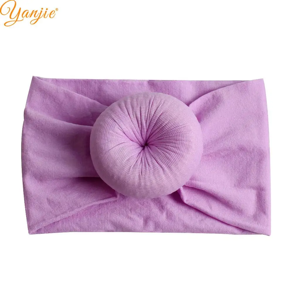 lavender Нейлоновая повязка на голову с круглым узлом для девочек, 3 размера,, мягкая нейлоновая повязка на голову, детская однотонная эластичная лента для волос, аксессуары для волос - Цвет: lavender