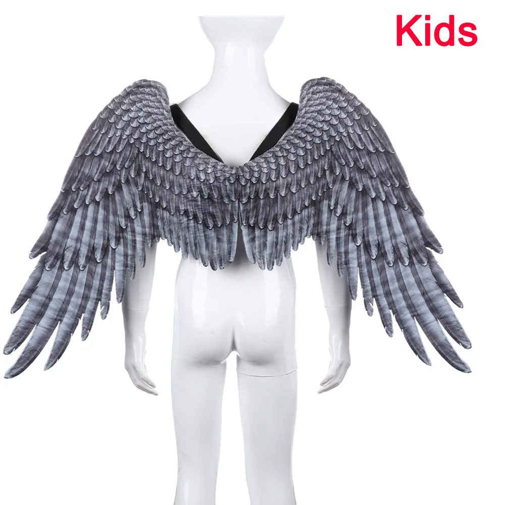 Kids black wings Хэллоуин взрослых детей Крылья Ангела косплей реквизит Mardi Gras Свадебная вечеринка украшения Высокое качество Черный Белый Engelenvleugels - Цвет: Kids black wings