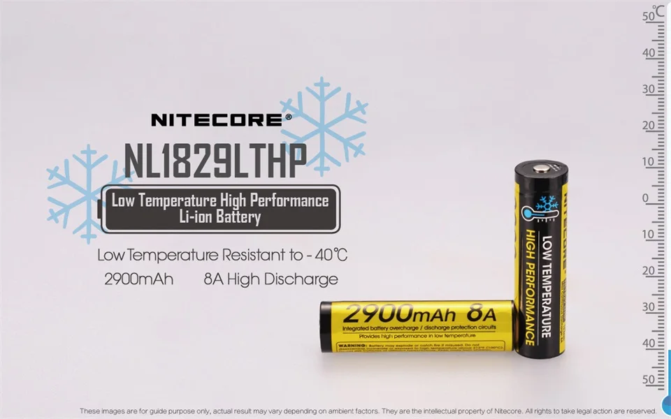 NITECORE NL1829LTHP 2900 мАч 8A 18650-40 низкая термостойкость высокая производительность перезаряжаемый 3,6 В литий-ионный аккумулятор