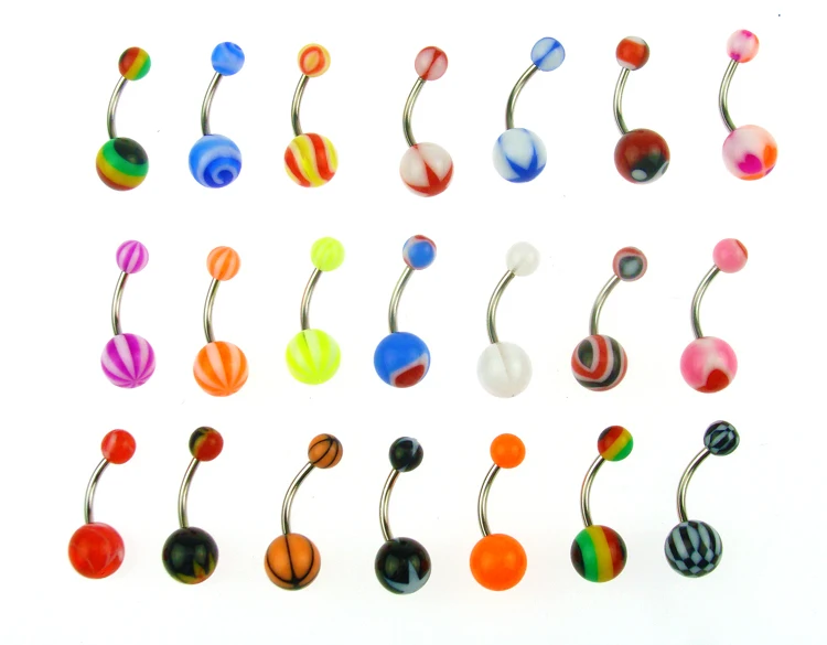 Цветовой гаммы из нержавеющей акрил мяч бар пупка кольцо|button modern|ring condombutton chrome |