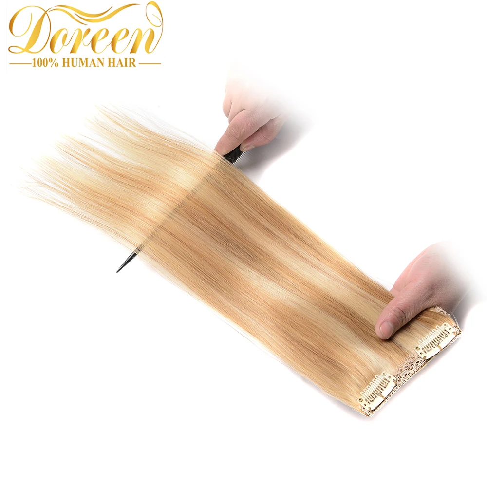 Doreen 1"-26" набор волос для наращивания на всю голову смешанных фортепианных цветов на заколках, бразильские волосы для наращивания, человеческие волосы