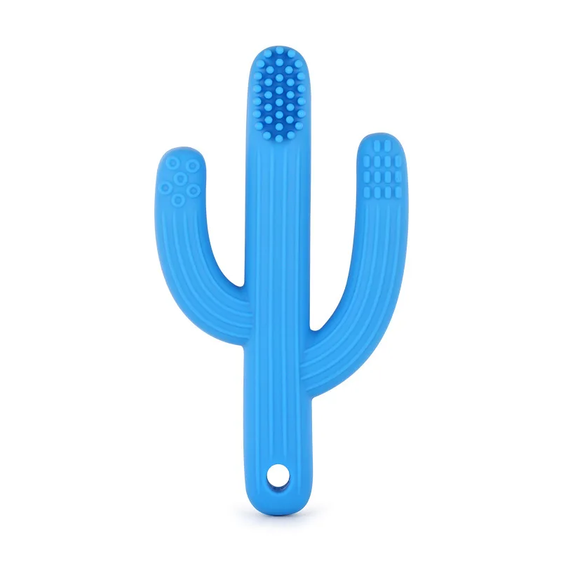 cactusblue Детские Безопасные Силиконовые Прорезыватели, Мультяшные животные, Детские зубной прорезыватель, жевательные молярные игрушки, не содержащие БИСФЕНОЛ, детские игрушки для прорезывания зубов - Цвет: cactusblue