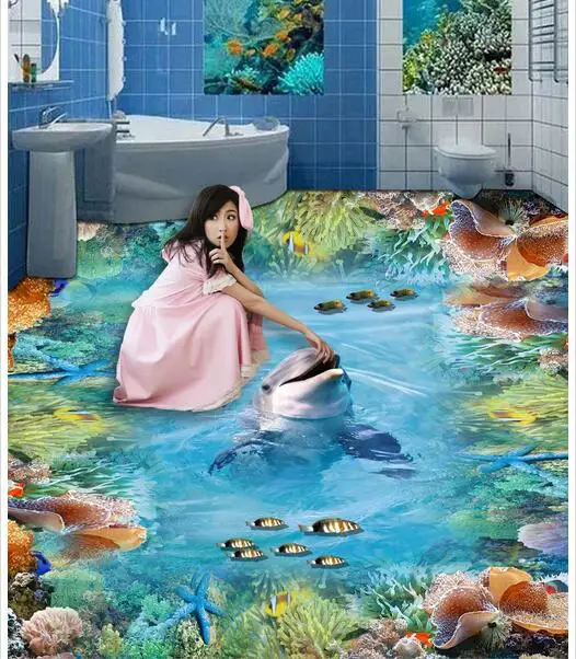 3d пвх напольное покрытие фотообои на заказ водонепроницаемые напольные картины
