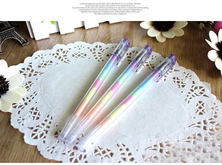 4pcs 6 Colors In 1 Korean Stationery Watercolor Chalk Pen Highlighter Marker Painting Pen Drawing Tools School Art Supplies