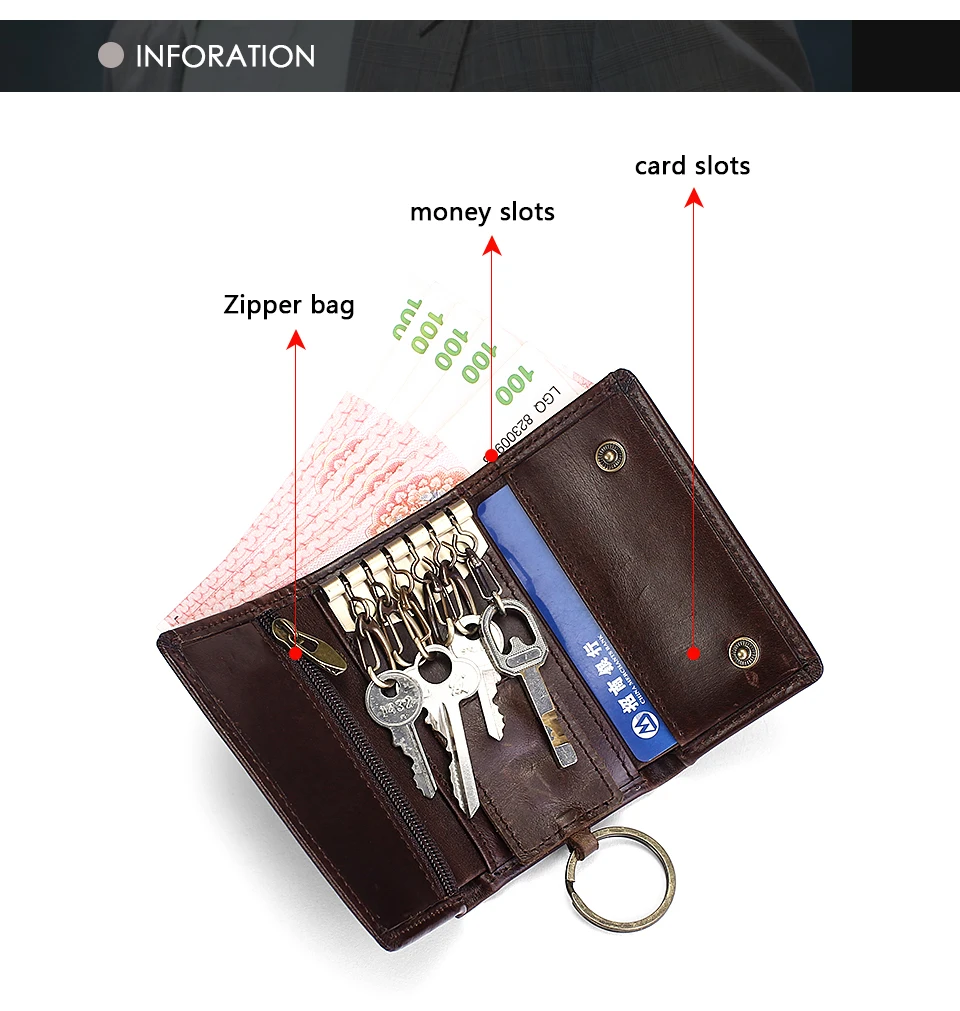 WESTAL из натуральной кожи Для мужчин Key Holder Организатор кошелек кожаный брелок охватывает Повседневное Hasp ключ Мини кошельки карты сумка 8302