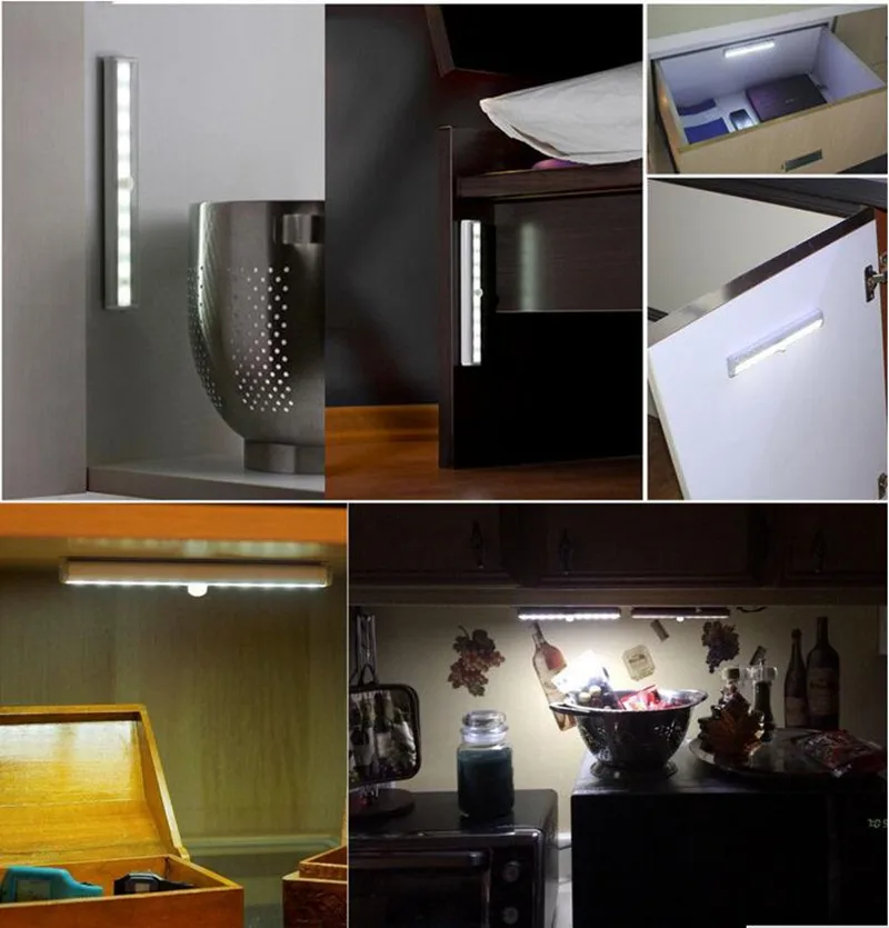 ИК лампа с датчиком движения 10 светодиодов|cabinet light|tube lightcool white |