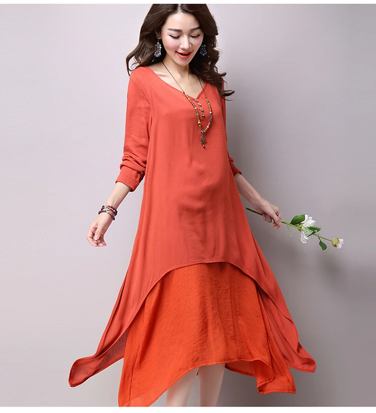 Повседневное одноцветное осеннее платье 2021 женское элегантное Свободное с