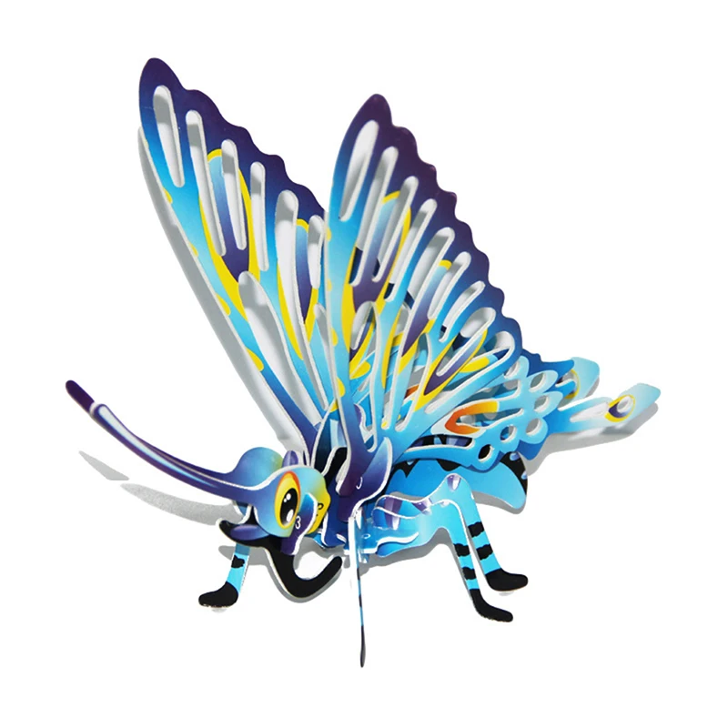 3D бумажные Пазлы сделай сам для детей распознавание насекомых красочные бабочки