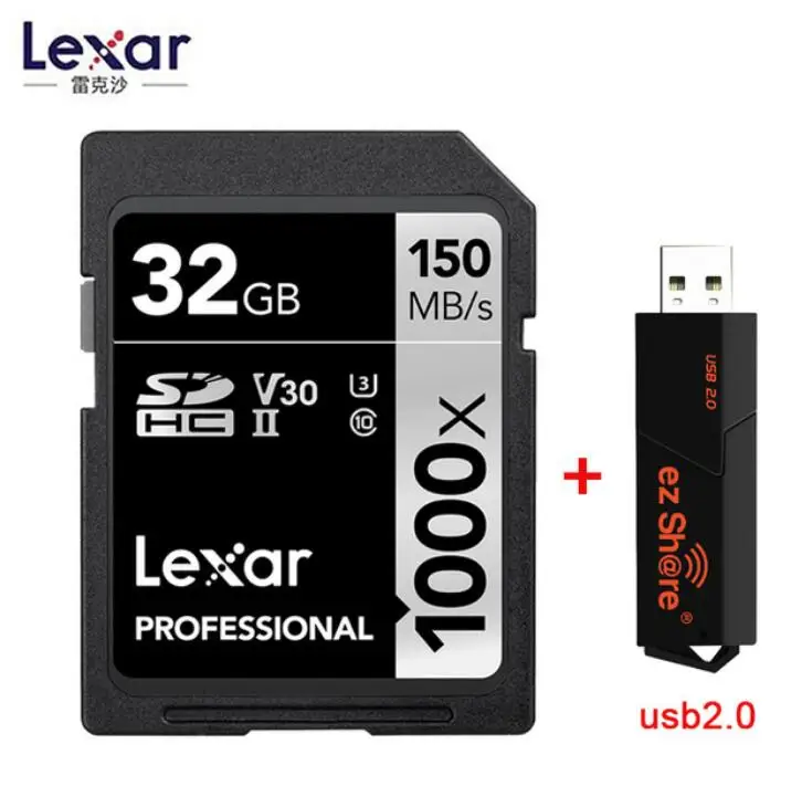 1000X 32GB-EZ Lexar 250 МБ/с. 1667x U3 Class 10 SDXC карты 64 Гб 128 256 250 МБ/с. карта памяти 32Гб SD UHS-II флэш-карта памяти для 3D 4K цифровой Камера - Емкость: 1000X 32GB-EZ