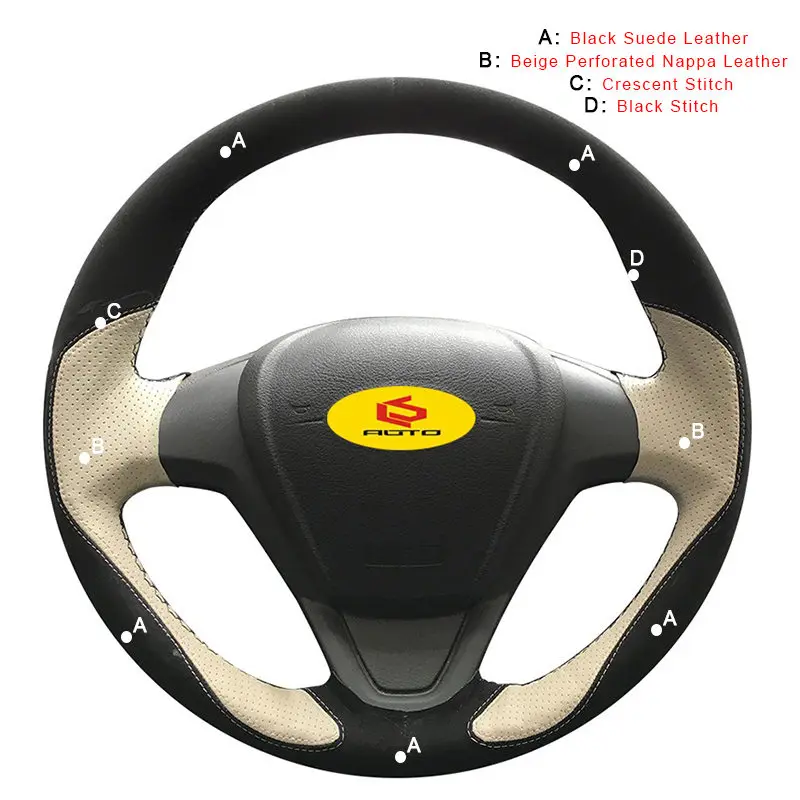 Nappa and Suede Авто оплетка на руле Крышка для Ford Fiesta 2008-2013 Ecosport 2013- внутренние Автомобильные Чехлы На Руль кожа - Название цвета: Nappa and Suede