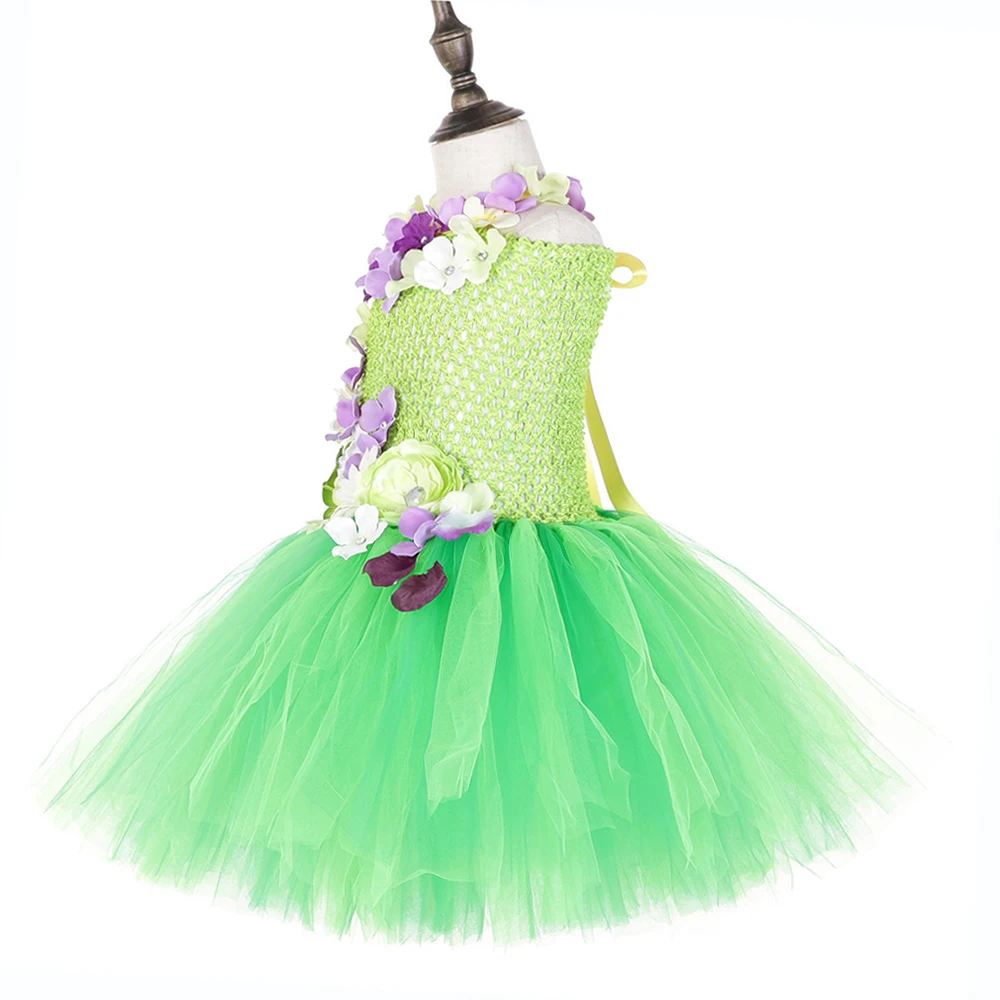 Green Princess Custom Wonder Fairy Tutu Dress Girls Clothing Christmas for Kids Flower Sleeveless Birthday Party | Детская одежда и