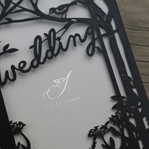 Приглашения на свадьбу с изображением дерева и птицы 50 лазерными гранями