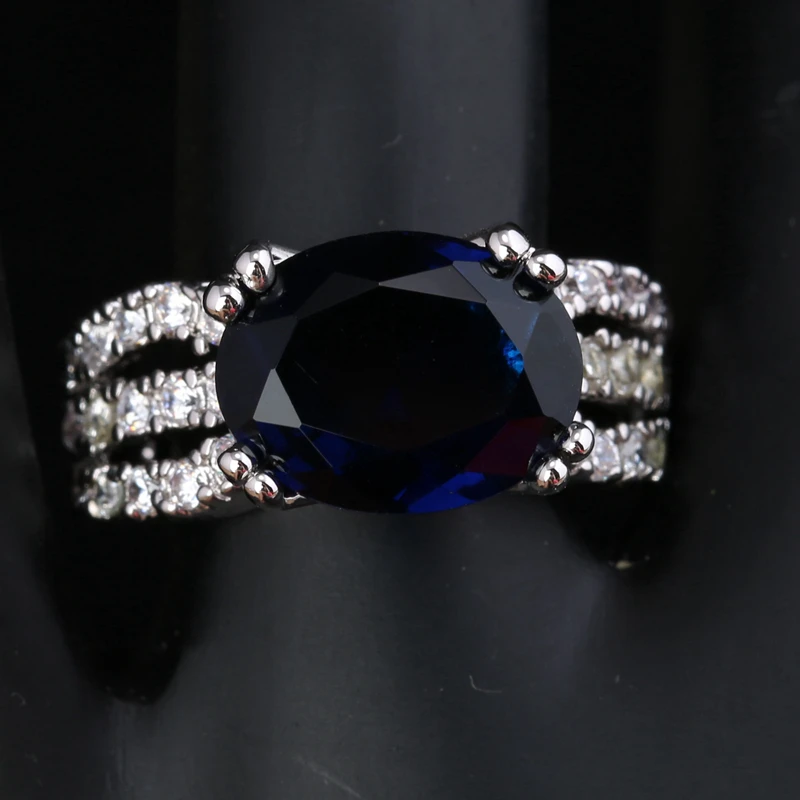 Нежные жемчужины глубокий Лондон Голубой оникс Белый Цирконий 925 стерлингового