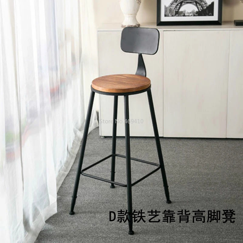 Type Iron Art Stand Ретро Барный Стул Кованое железо табурет твердый деревянный барный табурет креативный высокий стул барное кресло для отдыха переднее кофейное кресло - Цвет: Type Iron Art Stand