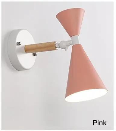 Pink MEWELL E27 светодиодный настенный светильник современный деревянный светодиодный настенный светильник для коридора кафе коридора Настенные светильники для спальни с металлическим абажуром - Цвет абажура: Pink