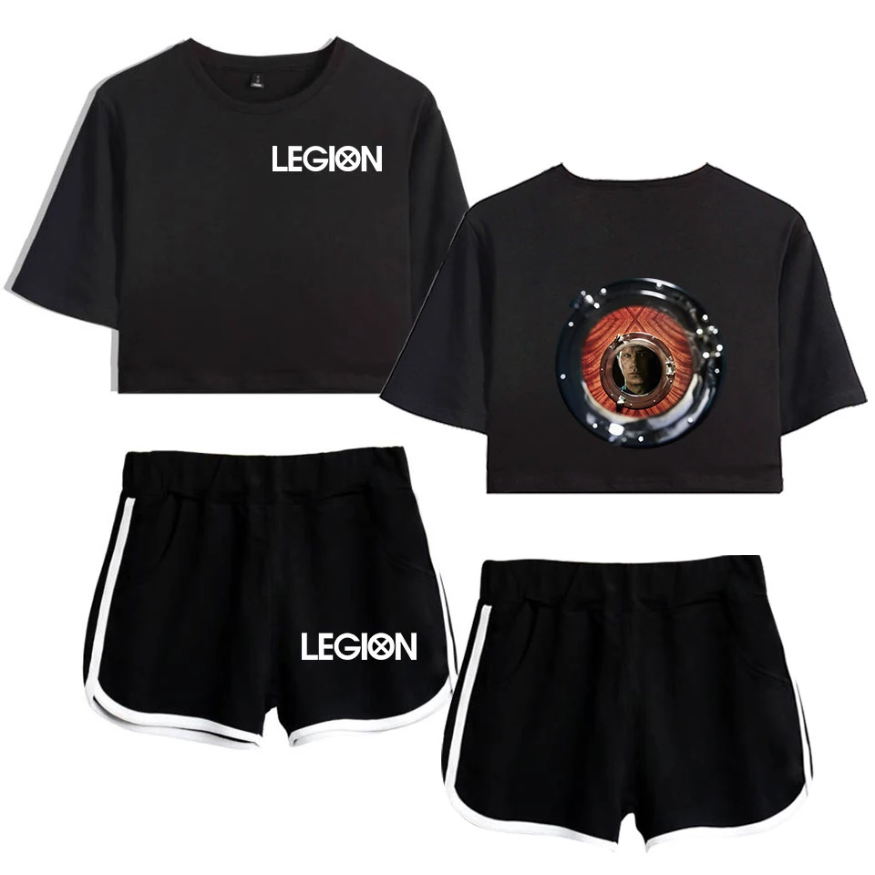 Женский комплект из двух предметов Legion 2D модный короткий топ с коротким рукавом +