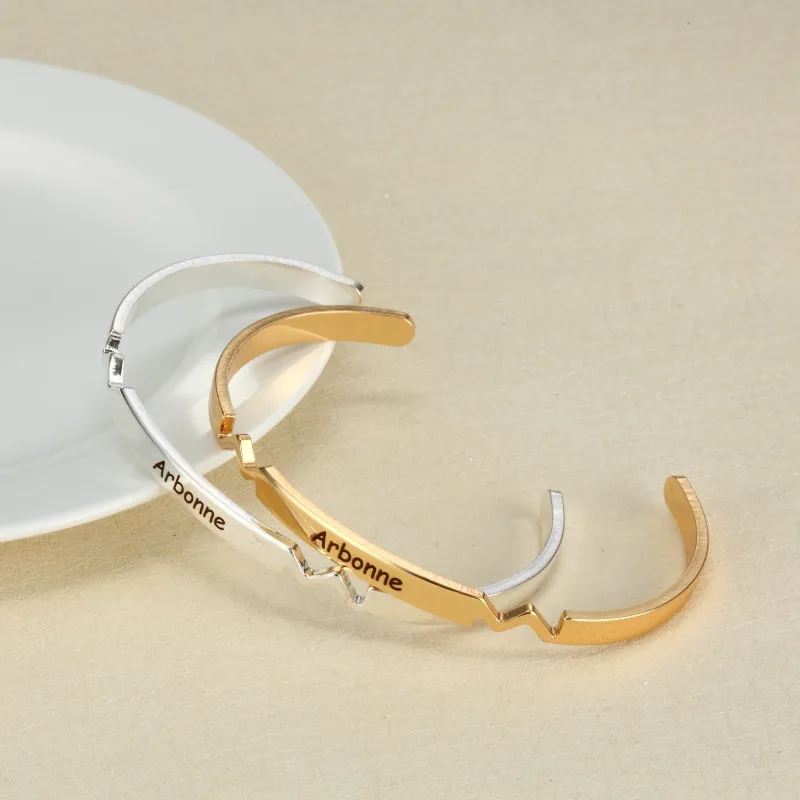 Серебряный золотой барный браслет под заказ именной медный персонализация