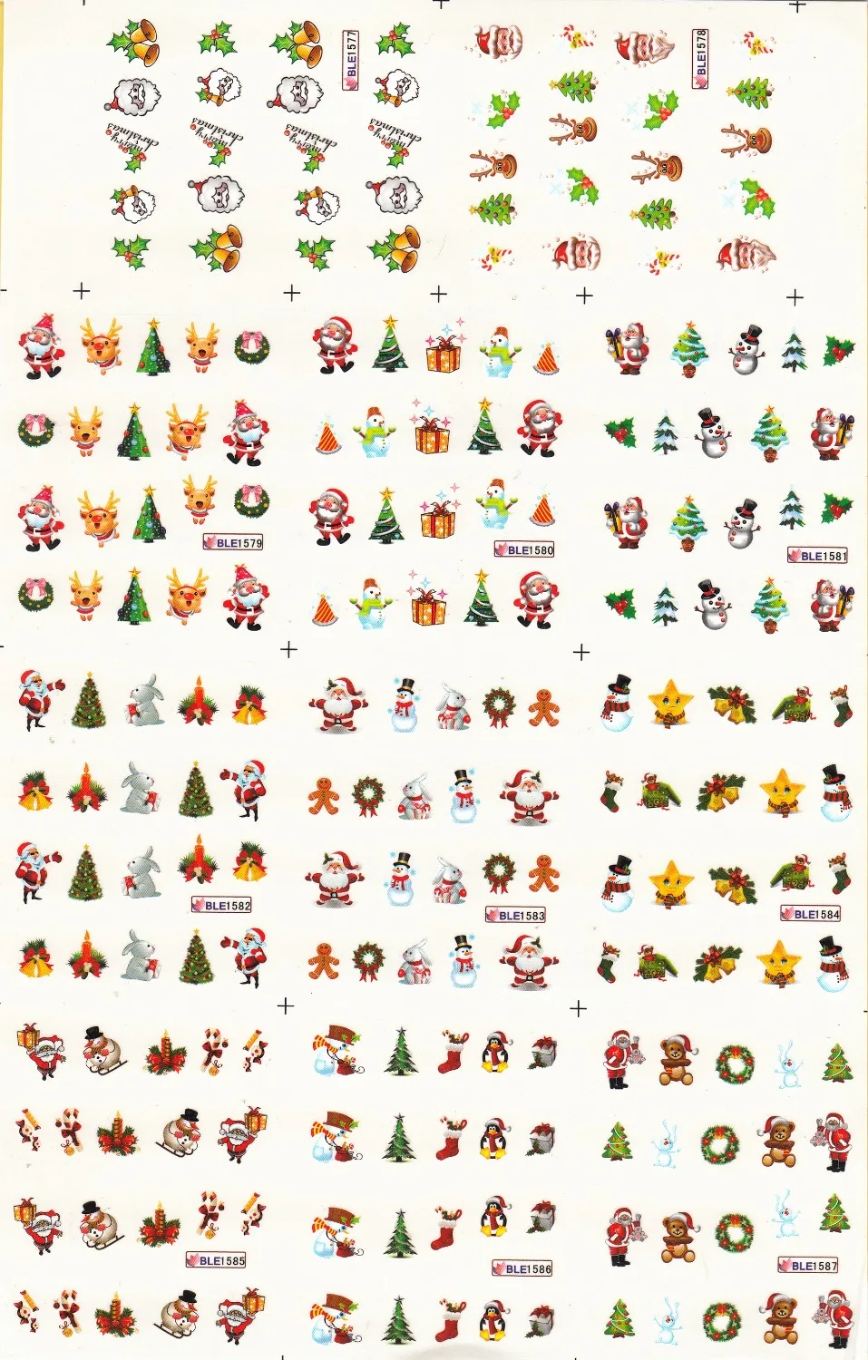 

11 PACK/ LOT WATER DECAL NAIL ART NAIL STICKER XMAS TREE SNOW MAN SANTA CLAUSE BLE1577-1587