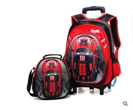 2 wheels red 3D школьные сумки на колесиках, школьные рюкзаки на колесиках, детские школьные рюкзаки на колесиках для мальчиков, детские дорожные сумки - Цвет: 2 wheels red
