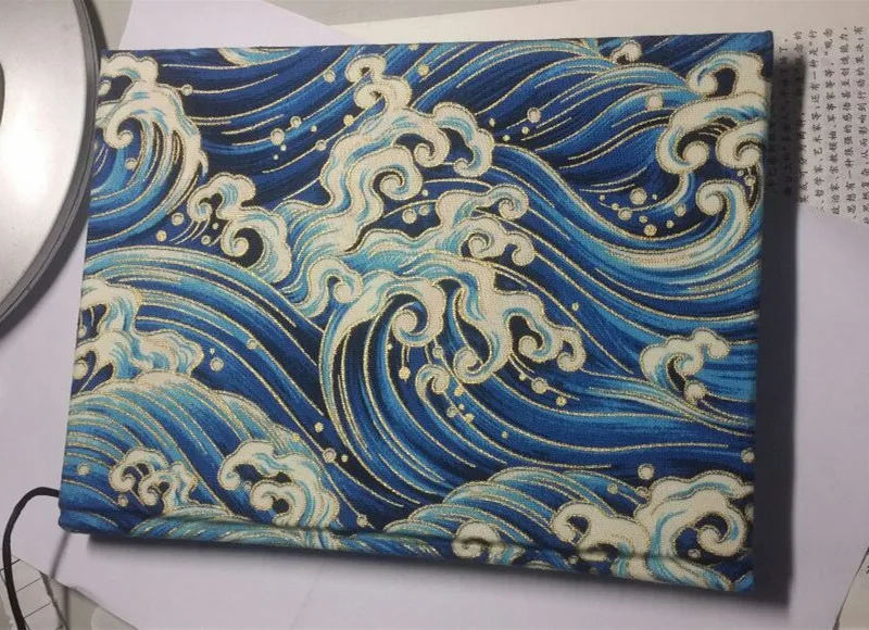 Хлопок Лен DIY Ткань для скатерти/наволочки япония Ukiyoe волны океана принты красивая бронзовая одежда/сумка ткань