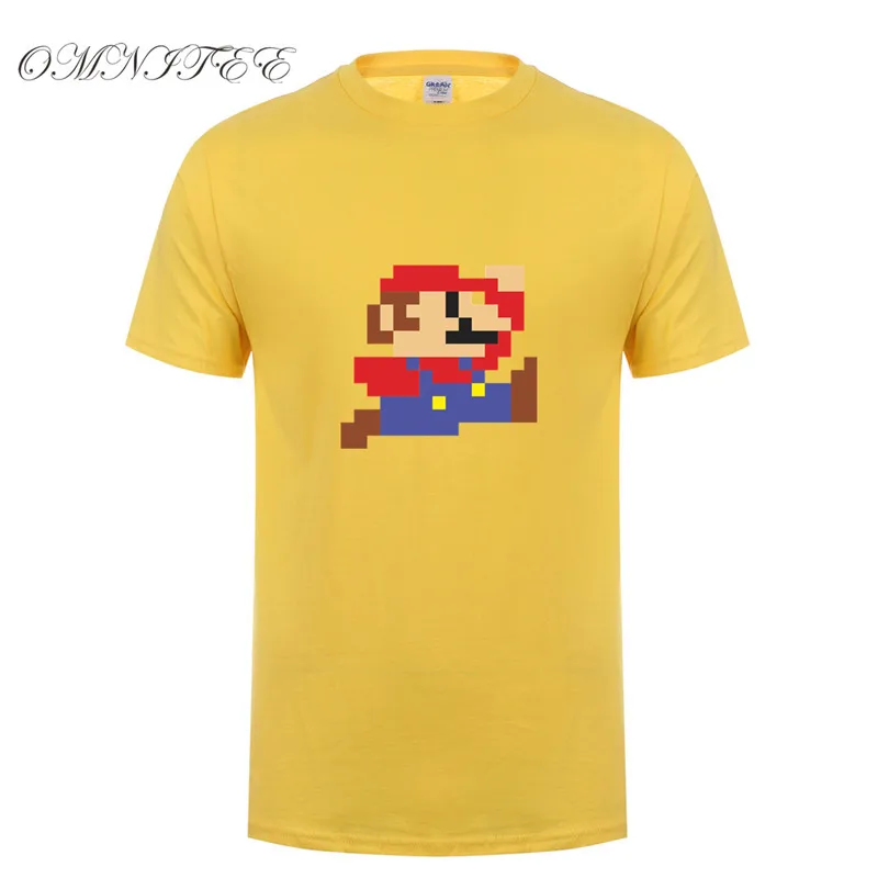 Super Mario Bros футболки Для мужчин прохладный новых печатных Для мужчин Супер Марио Футболка Модные Изделие из хлопка с короткими рукавами Мужская футболка Tee